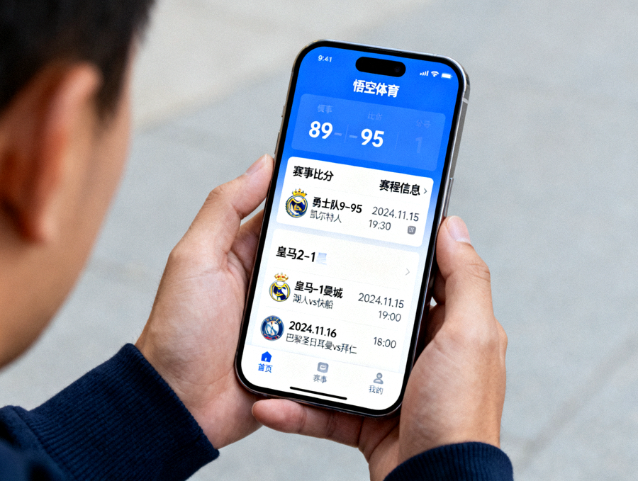 用户通过手机端查看悟空体育赛事比分与赛程信息的场景